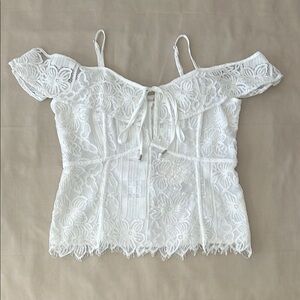 XOXO Elegant White Lace Off-Shoulder Top